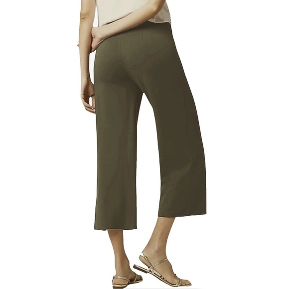 J. Jill Capri Pants Trousers 100% Cotton Moss Green Pull On Pockets XSP S Petite - Picture 3 of 11